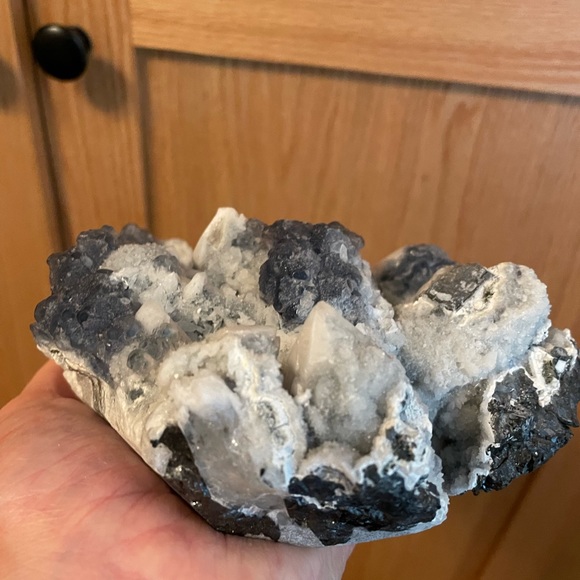 HUGE Blue fluorite on milky quartz cluster formation from Inner Mongolia, China - Picture 8 of 11